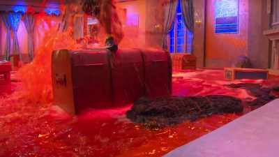 Then, slick with lava,
he almost skidded off the trunk, - Floor Is Lava