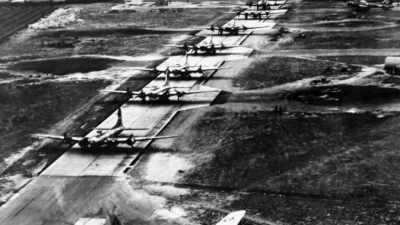 There are 50 hard standings here at Ridgewell, - The Buildings That Fought Hitler