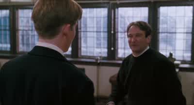 There close your eyes Close your eyes close themNow describe what you seeI close my eyes YesAnd this image floats beside me A sweaty toothed madmanA sweaty toothed madman with a stare that pounds my brainoh that's excellent Now give him action Make him do - Dead Poets Society
