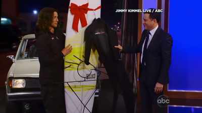 There you go.
A Mini Mal surfboard and a wetsuit. - The Hatchet Wielding Hitchhiker