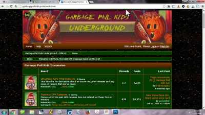 There was GPK Underground
which is a wonderful forum - 30 Years of Garbage: The Garbage Pail Kids Story