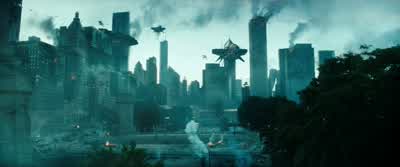There is a ring of alien ships around Chicago. - Transformers: Dark of the Moon