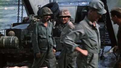 There may be no
combat on the beach, - The Pacific War in Color