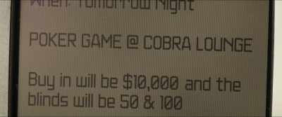 There’d be a game
tomorrow night - Molly's Game