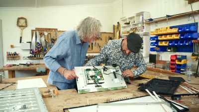 There should be an on button
if I can see it, that one I think. - James May and the Dull Men