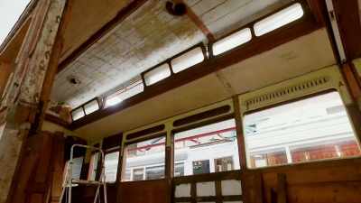 There would've been a settee
there, button backed, blue, maybe. - Great Rail Restorations with Peter Snow
