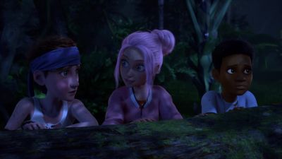 There's a small sliver between the drones and the wall. - Jurassic World: Camp Cretaceous