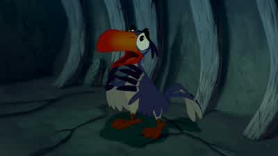 Hey boss Oh what is it this timeWe got a bone to pick with you I'll handle thisScar there's no food no waterYeah It's dinner time and we ain't got no stinking entréesIt's the lionesses' job to do the huntingYeah but they won't go hunt OhEat Zazu Oh you - The Lion King