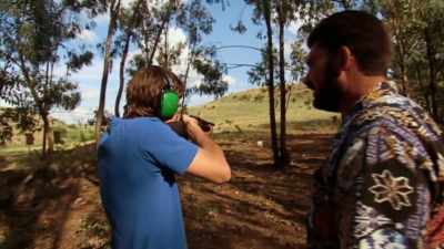 Theroux narrates:
In South Africa, - Louis Theroux: Life on the Edge