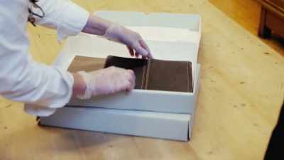 These boxes contain Gustafson's work
diaries, sketches and copies - Raiders of the Lost Past with Janina Ramirez