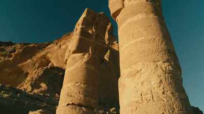 These columns are all that
are left outside the mountain, - Lost Kingdom of the Black Pharaohs