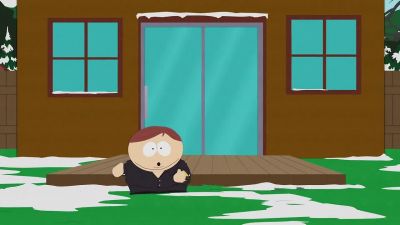 These giant, glass double doors
lead to the unfinished backyard. - South Park