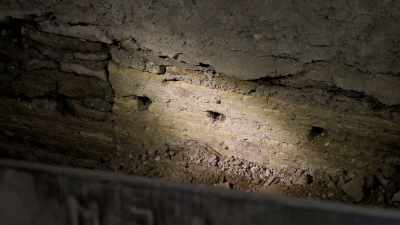 These holes are for the wall cladding. - Lost Treasures of Rome