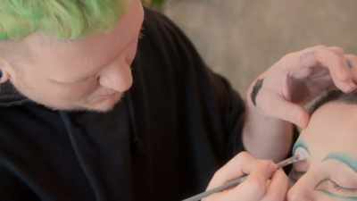 They are still on those eyes.
Where's the makeup? - Glow Up: Britain's Next Make-Up Star
