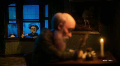 They climb his gates to peek at
him scribbling by candlelight. - The Shivering Truth