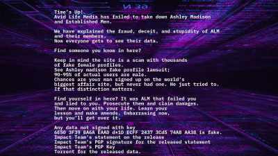 They included a convenient
link to a Torrent file. - The Ashley Madison Affair