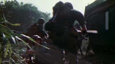 They move
cautiously, expecting a trap. - The Pacific War in Color