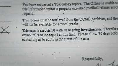 They said they wouldn't release
the autopsy information - The Keepers