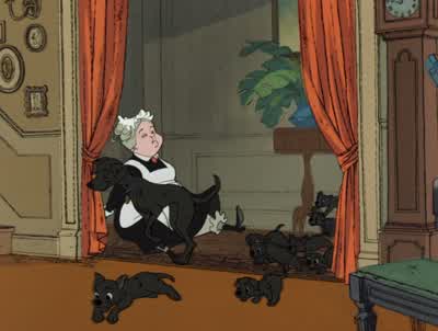 Roger what on earthThey're LabradorsNo no They're covered with sootLook here's LuckyPongo boy is that youOh Pongo Pongo Ho ho it's PongoAnd Perdy my darlingAnd Patch and Rollyand Penny and FrecklesThey're all here the little dearsIt's a miracle What a - One Hundred and One Dalmatians