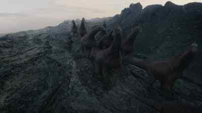 They're entering a low-lying area - Prehistoric Planet