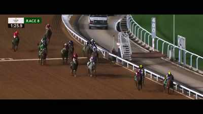 They're off the turn, they're into the
stretch, Charlatan digging down deep. - Horsepower
