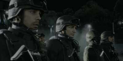 They're rioting!
Safeties off. Fire on my orders. - Resident Evil: Death Island