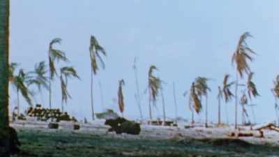 They've crossed the airstrip - The Pacific War in Color