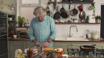 Thinly sliced,
rather than crushed. - James May: Oh Cook!