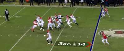Third and 14, Burrow to throw it. - Kelce