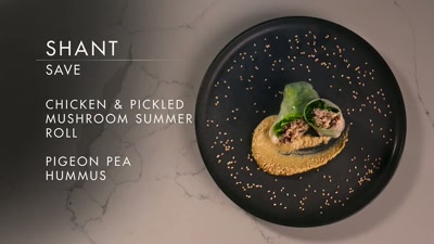 This dish is a chicken
and pickled mushroom summer roll - Cook at all Costs
