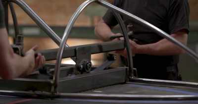 This front axle started life
on a vintage Nash automobile. - White Rabbit Project