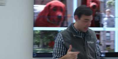 This girl appears with the dog - Clifford the Big Red Dog