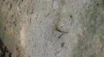 ‐ This is really a remarkable
indentation in the rock. - Lost Gold of World War II