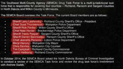 This review listed all but one
drug task force board member, - The Dakota Entrapment Tapes