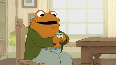 This should be a real show.Frog is baking a cake just for me. - Frog and Toad