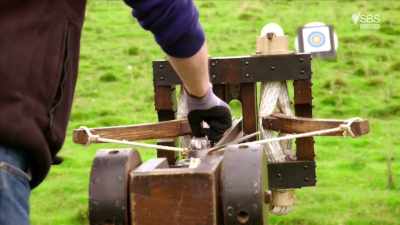 This target is 50m
from the replica ballista. - Curse of the Ancients with Alice Roberts