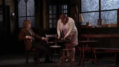 This is the table I was sitting at yesterday - National Theatre Live: Hangmen