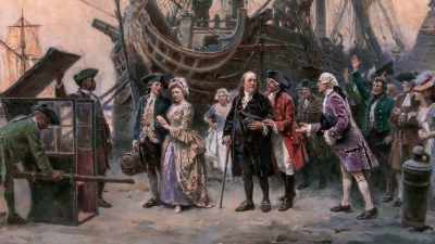 This time, he was greeted
by booming cannons, - Benjamin Franklin