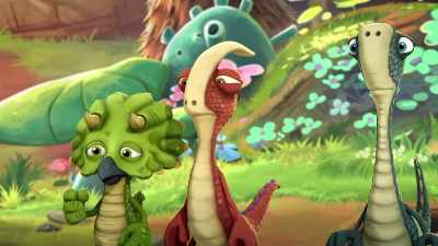 Those little Rugos sure like that bone. - Gigantosaurus