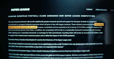 Three and a half times as much
than the current Champions League. - Super League: The War for Football