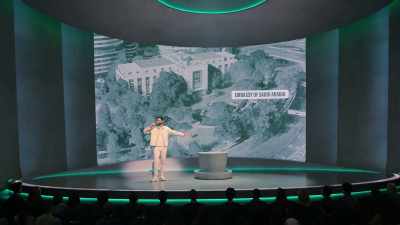 Three blocks away,
Embassy of Saudi Arabia. - Hasan Minhaj: The King's Jester