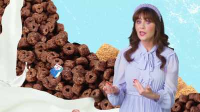 Three, whatever you pour
on your cereal, - What Am I Eating? With Zooey Deschanel