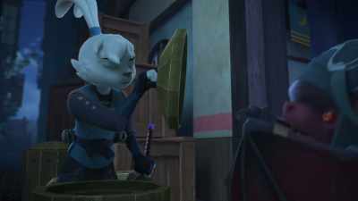 -[thud]
-[shrieks] - Samurai Rabbit: The Usagi Chronicles
