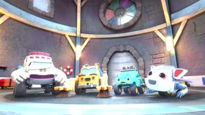 -[thunder crashes]
-[gasping] - Mighty Monsterwheelies