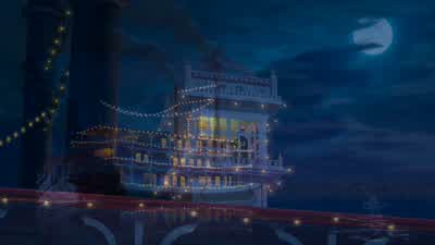 Where are you taking me Oh I justwanted to show you little something to celebrate our last night together as frogsOh All my years No one's ever done anything like this for meI it is too much isn't it UmThank you Bow I thought it was a nice touchPretend - The Princess and the Frog