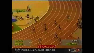 Tim Montgomery pulling away
from everybody with 9.91 seconds. - Untold: Hall of Shame