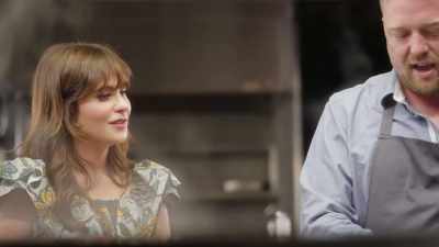 - [Tim] So, these are
at a good temperature to pull.
- Those look very good. - What Am I Eating? With Zooey Deschanel