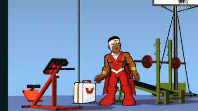 Time to go? I had to check on something.
When can I come back? - The Super Hero Squad Show