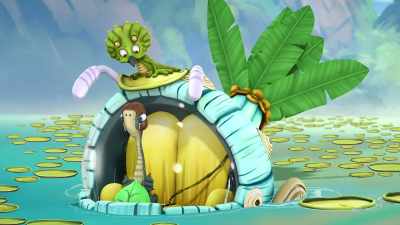(Tiny gasps)
It's a lily pad traffic jam. - Gigantosaurus