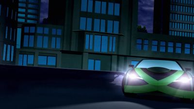 [ TIRES SCREECHING ]
[ CAR DOOR OPENS, CLOSES ] - Ben 10: Ultimate Alien